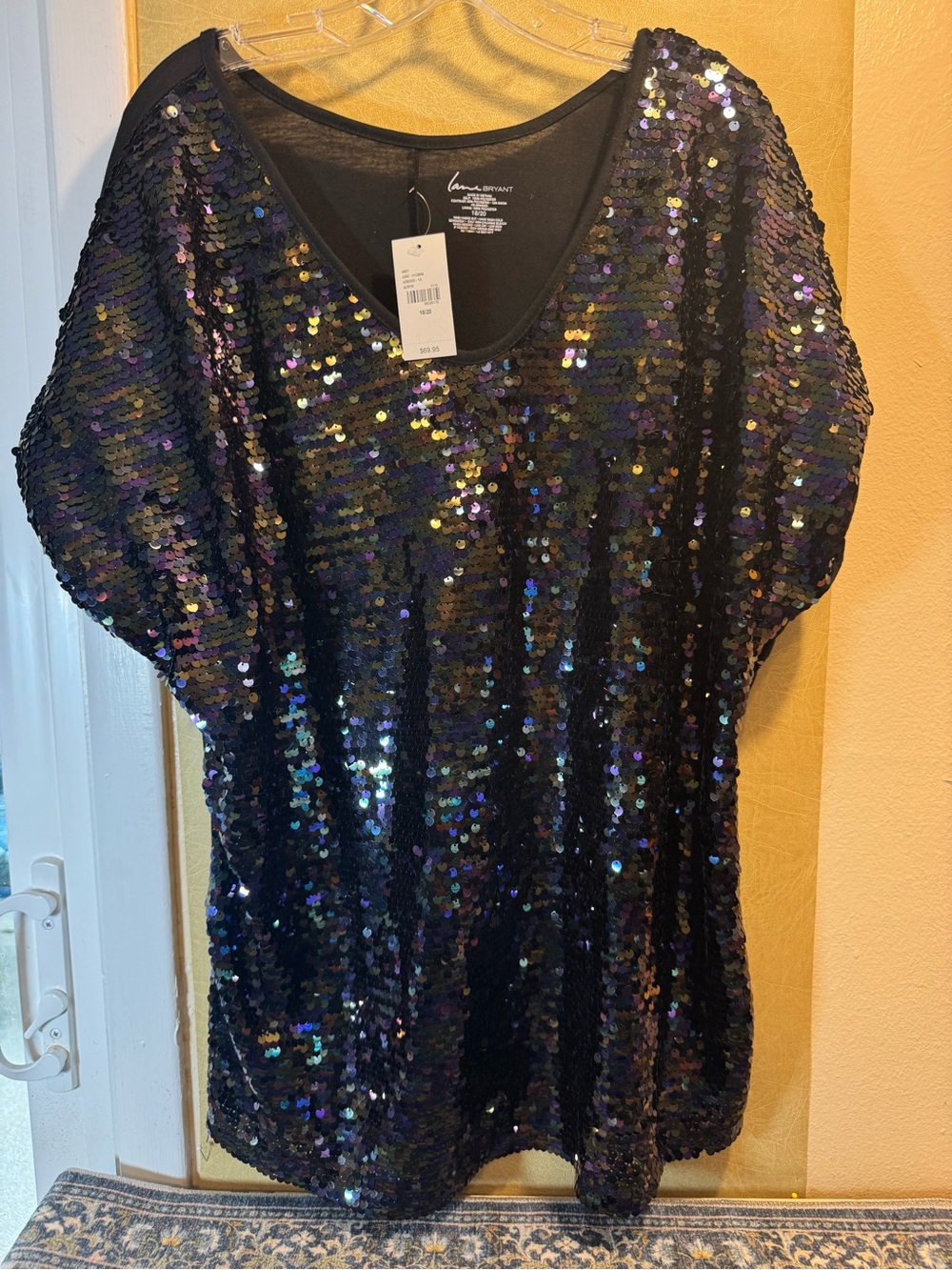 Lane Bryant Black Iridescent Sequin Tunic